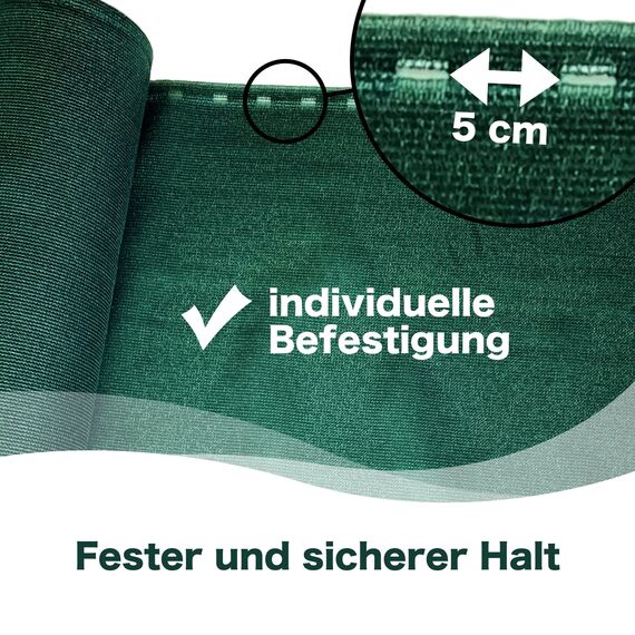 AGROFLOR Zaun und Balkon Sichtschutz, Maschendrahtzaun, Balkongeländer, Balkonschutz, Stoff Windschutz, inklusive Kabelbinder, 150g/m², Verschiedene Abmessungen, 1,2 x 50 m