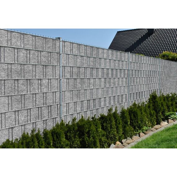 Venezia (hellgrau) - Design Vlies Sichtschutz Streifen für Doppelstabmattenzaun - PVC frei