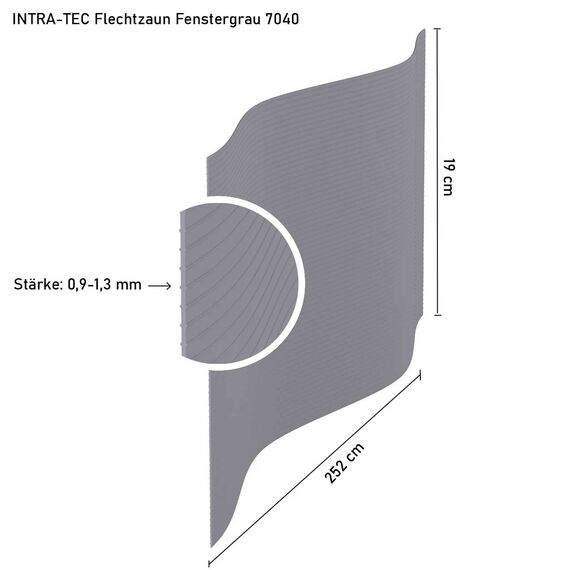 INTRA-TEC Zaun-Sichtschutzstreifen Fenstergrau - 10 Stück aus Hart-PVC 252x19 cm, RAL 7040 für Doppelstabmattenzäune, Windschutz