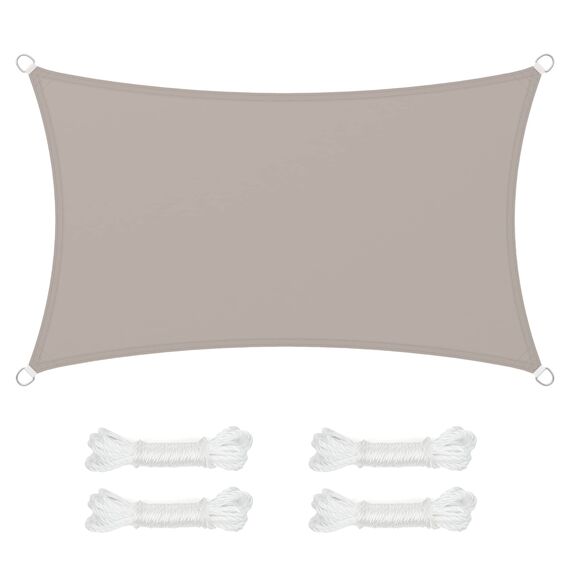 SONGMICS Sonnensegel 3 x 5 m, wasserfest mit Einer Wassersäule von 665 mm, Sonnenschutz aus reißfestem Polyester, UV-Schutz 93%, Terrasse, Garten, Balkon, rechteckig, 2 m Seile, Taupe GSH35TP
