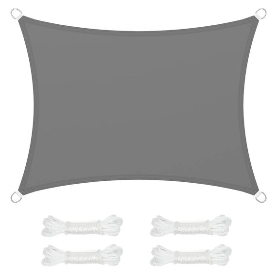 SONGMICS GSH34GYV1 Sonnensegel 3x4m Wasserdicht 665mm Wassersäule Sonnenschutz Polyester Reißfest 93% UV-Schutz für Terrasse Garten Balkon