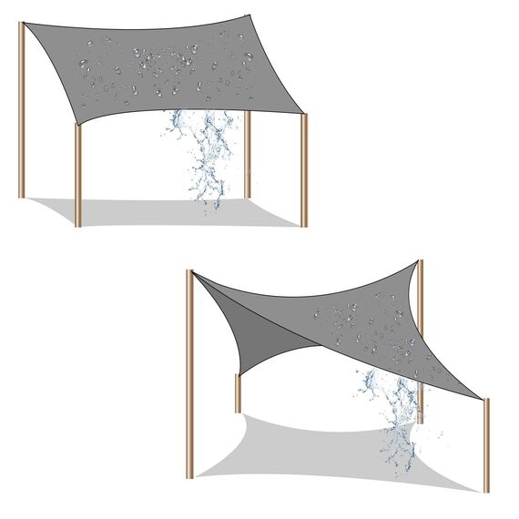 SONGMICS Sonnensegel 2 x 2 m, Sonnenschutz aus HDPE-Gewebe, luftdurchlässig, wasserdurchlässig, für Terrasse, Garten, Balkon, Camping, quadratisch, konkav, 2 m Seile, hellgrau GSS22QY