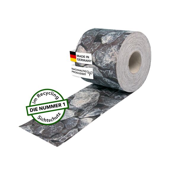 Zaundruck Sichtschutzstreifen Polyester - nachhaltiger Sichtschutz für Doppelstabmattenzaun - Motiv Windschutz 23,4 m x 19 cm - Sichtschutz-Rolle - Splittstein