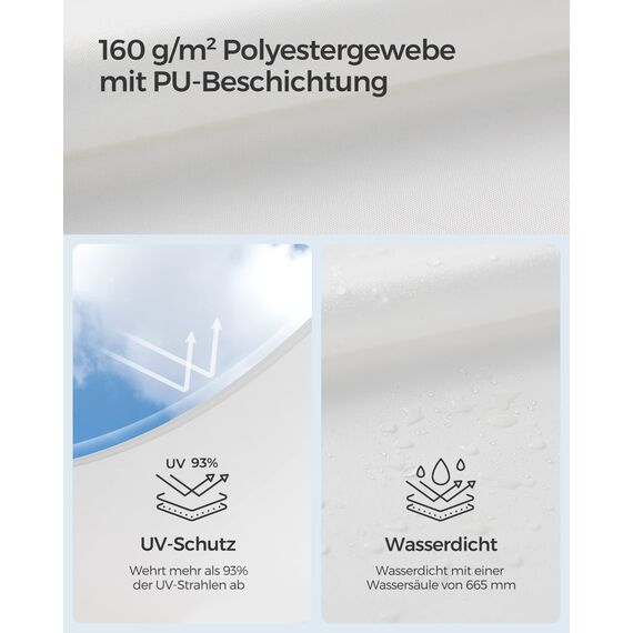 SONGMICS Sonnensegel 3x5m Wasserdicht Sonnenschutz mit 665mm Wassersäule Sonnenschutz aus reißfestem Polyester UV-Schutz 93% für Terrasse Garten Balkon Rechteck Seile