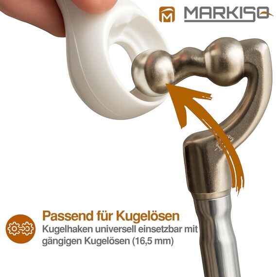 markiso Markisenkurbel 160 cm Verzinkt – Kurbel für Markise mit Kugelhaken/Kugelkopf – Kurbelgestänge verzinkter Stahl, Rostfrei, Ergonomische Griffe, Freilaufend für Leichte Bedienung