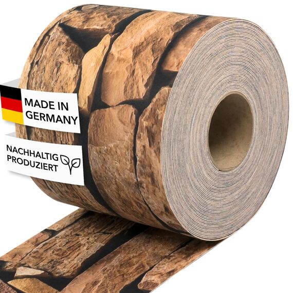 Zaundruck Sichtschutzstreifen Polyester - nachhaltiger Sichtschutz für Doppelstabmattenzaun - Motiv Windschutz 23,4 m x 19 cm - Sichtschutz-Rolle - Ziegelstein