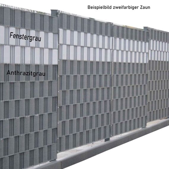 INTRA-TEC Zaun-Sichtschutzstreifen Fenstergrau - 9 Stück aus Hart-PVC 252x19 cm, RAL 7040 für Doppelstabmattenzäune, Windschutz