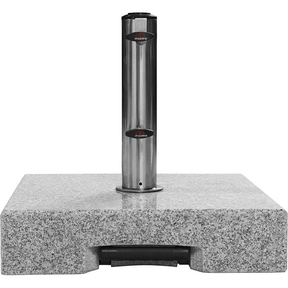 Doppler Trolley Granitsockel 45kg mit Rollen I Schirmständer für Sonnenschirme mit max. 250cm Schirmdurchmesser & 3,2-6,0cm Rohrdurchmesser I Sonnenschirmständer mit Auszieh-Griff