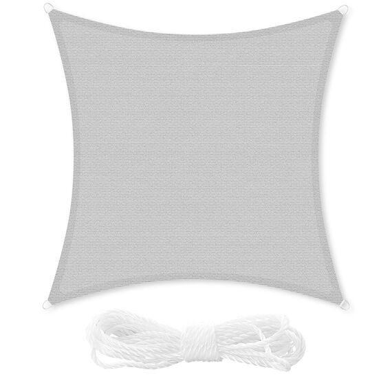 SONGMICS Sonnensegel 2 x 2 m, Sonnenschutz aus HDPE-Gewebe, luftdurchlässig, wasserdurchlässig, für Terrasse, Garten, Balkon, Camping, quadratisch, konkav, 2 m Seile, hellgrau GSS22QY