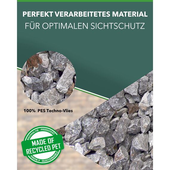 Zaundruck Sichtschutzstreifen Polyester - nachhaltiger Sichtschutz für Doppelstabmattenzaun - Motiv Windschutz 23,4 m x 19 cm - Sichtschutz-Rolle - Splittstein