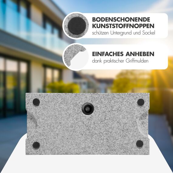 Doppler Balkonsockel Granit 25kg mit Griffmulden I Schirmständer für Sonnenschirme mit max. 200cm Schirmdurchmesser & 2,5-4,8cm Rohrdurchmesser I robuster Schirmständer für Terrasse oder Balkon