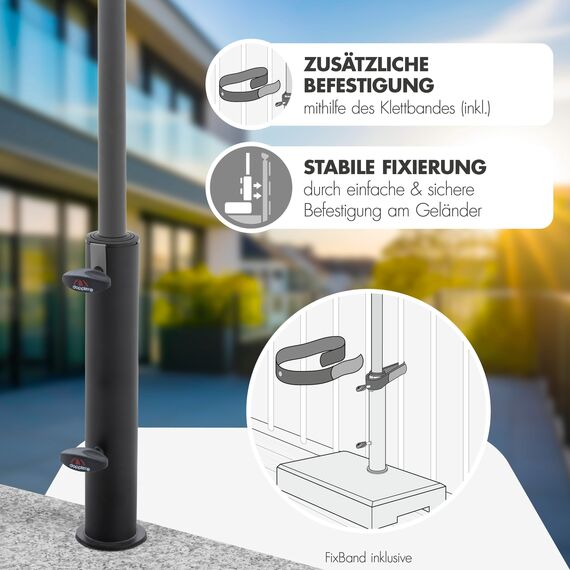 Doppler Balkonsockel Granit 25kg mit Griffmulden I Schirmständer für Sonnenschirme mit max. 200cm Schirmdurchmesser & 2,5-4,8cm Rohrdurchmesser I robuster Schirmständer für Terrasse oder Balkon