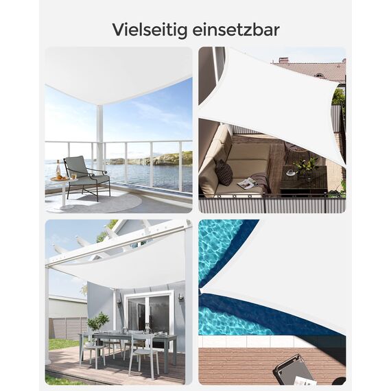 SONGMICS Sonnensegel 3x5m Wasserdicht Sonnenschutz mit 665mm Wassersäule Sonnenschutz aus reißfestem Polyester UV-Schutz 93% für Terrasse Garten Balkon Rechteck Seile
