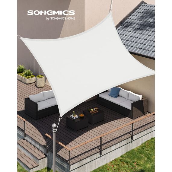 SONGMICS Sonnensegel 3x5m Wasserdicht Sonnenschutz mit 665mm Wassersäule Sonnenschutz aus reißfestem Polyester UV-Schutz 93% für Terrasse Garten Balkon Rechteck Seile