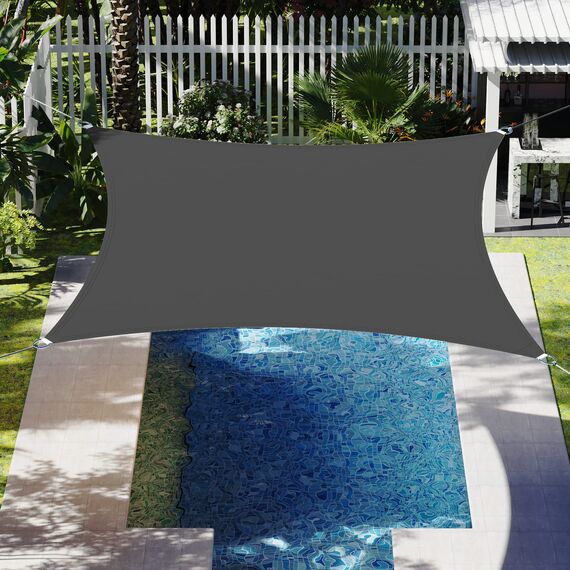 SONGMICS Sonnensegel 2x2m HDPE Gewebe Atmungsaktiv Wasserdurchlässig für Terrasse Garten Balkon Camping Quadrat Konkave 2m Seile Rauchgrau GSS22GY