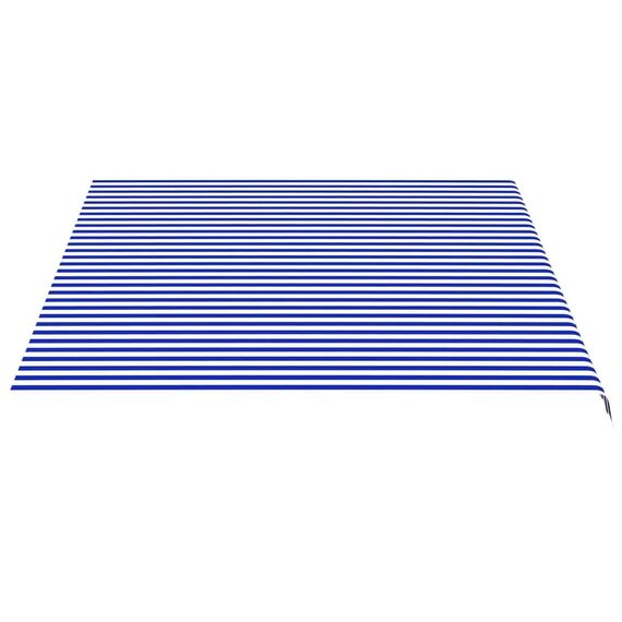 vidaXL Markisenbespannung Wasserabweisend Markisestoff Markisentuch Ersatzstoff mit Volant Markisevolant für Markise Blau Weiß 4,5x3,5m
