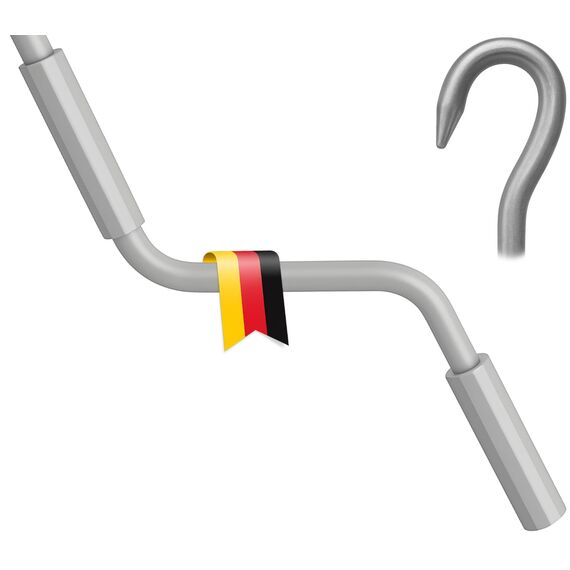 markiso Markisenkurbel 100 cm Grau – Kurbel für Markise mit Fleischerhaken – Kurbelgestänge Pulverbeschichtet, Rostfrei, Ergonomische Griffe, Freilaufend für Leichte Bedienung