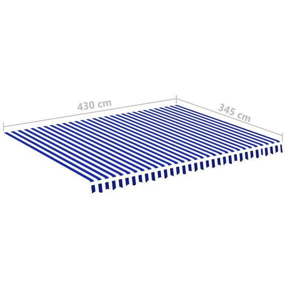 vidaXL Markisenbespannung Wasserabweisend Markisestoff Markisentuch Ersatzstoff mit Volant Markisevolant für Markise Blau Weiß 4,5x3,5m