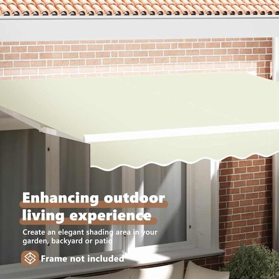 vidaXL Markisenersatzstoff Creme 380 x 195 cm Polyester, Balkon-Sichtschutz, modernes rechteckiges Sonnendach, strapazierfähiger UV-beständiger Stoff, wetterfester Unterstand