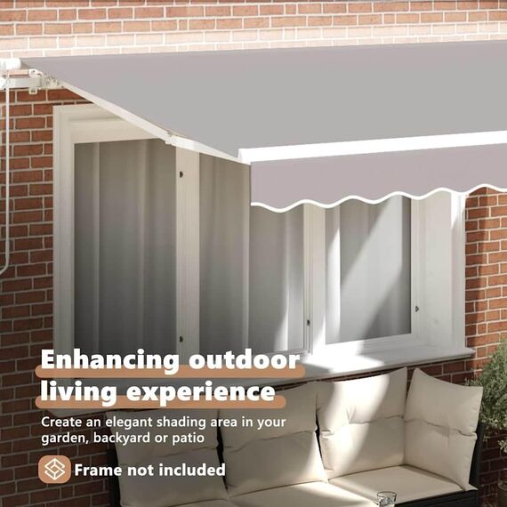 vidaXL Markisenersatzstoff Hellgrau 330 x 245 cm Polyester, Balkon-Sichtschutz, modernes rechteckiges Sonnendach, strapazierfähiger UV-beständiger Stoff, wetterfester Unterstand