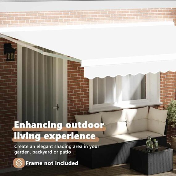 vidaXL Markisenersatzstoff Weiß 380 x 295 cm Polyester, Balkon-Sichtschutz, modernes rechteckiges Sonnendach, strapazierfähiger UV-beständiger Stoff, wetterfester Unterstand