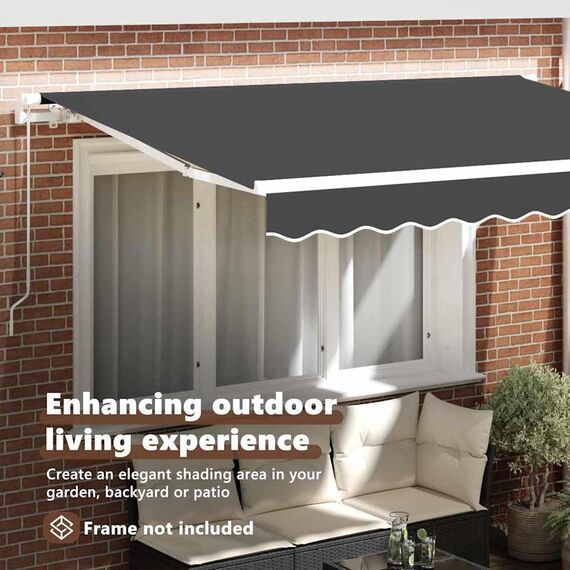 vidaXL Markisenersatzstoff Anthrazit 280 x 195 cm Polyester, Balkon-Sichtschutz, modernes rechteckiges Sonnendach, strapazierfähiger UV-beständiger Stoff, wetterfester Unterstand