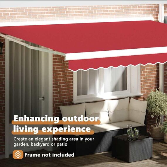 vidaXL Markisenersatzstoff Rot 380 x 345 cm Polyester, Balkon-Sichtschutz, modernes rechteckiges Sonnendach, strapazierfähiger UV-beständiger Stoff, wetterfester Unterstand