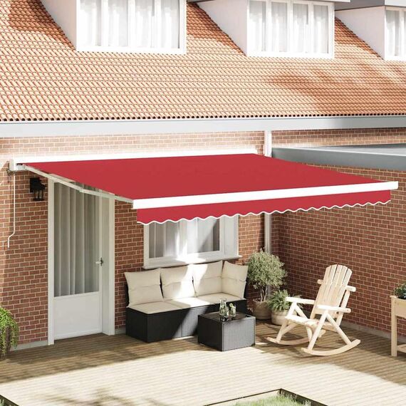 vidaXL Markisenersatzstoff Rot 380 x 345 cm Polyester, Balkon-Sichtschutz, modernes rechteckiges Sonnendach, strapazierfähiger UV-beständiger Stoff, wetterfester Unterstand