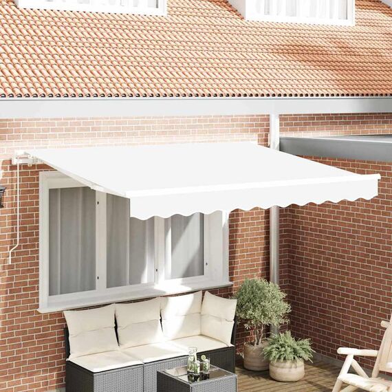 vidaXL Markisenersatzstoff Weiß 280 x 245 cm Polyester, Balkon-Sichtschutz, modernes rechteckiges Sonnendach, strapazierfähiger UV-beständiger Stoff, wetterfester Unterstand