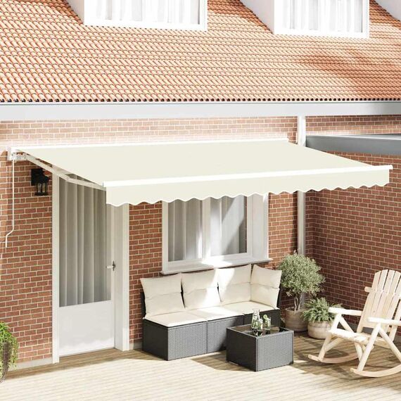 vidaXL Markisenersatzstoff Creme 380 x 195 cm Polyester, Balkon-Sichtschutz, modernes rechteckiges Sonnendach, strapazierfähiger UV-beständiger Stoff, wetterfester Unterstand