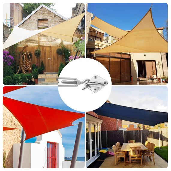 Sonnensegel Befestigungs Kit, Sonnensegel Zubehör Montage für Viereckigen Dreieckigen Sonnensegeln Rostfreier 304 Edelstahl(12-teiliges Set für Viereck)