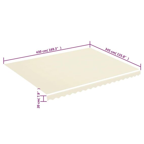 vidaXL Markisenbespannung Wasserabweisend Markisestoff Markisentuch Ersatzstoff mit Volant Markisevolant für Markise Creme 4,5x3,5m