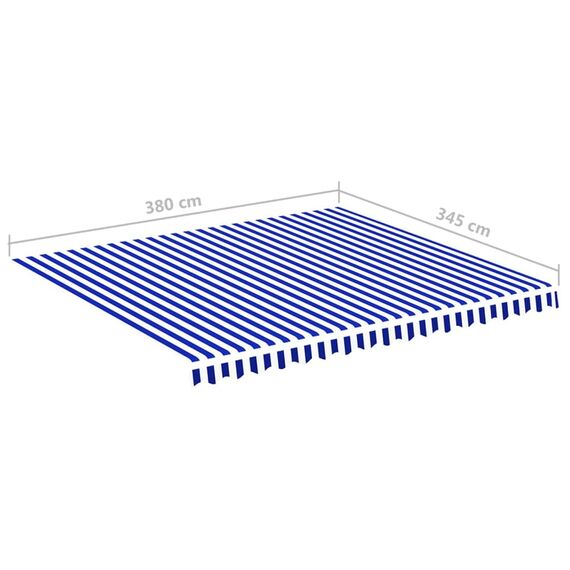 vidaXL Markisenbespannung Wasserabweisend Markisestoff Markisentuch Ersatzstoff mit Volant Markisevolant für Markise Blau Weiß 4x3,5m
