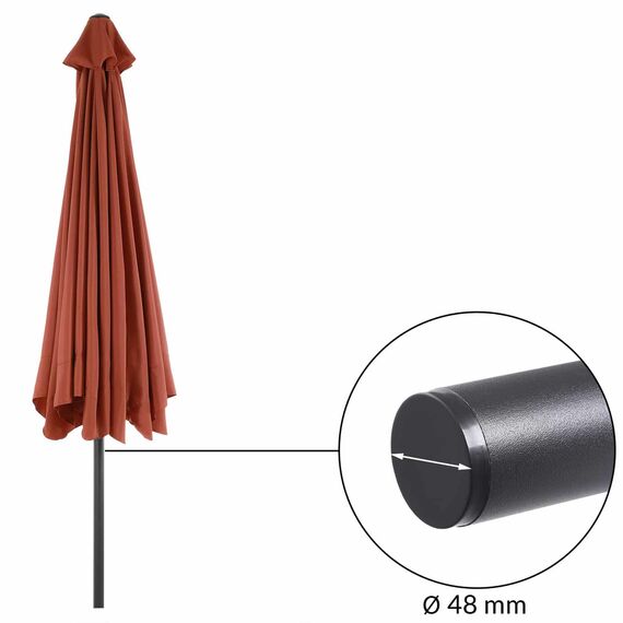 Kingsleeve® Sonnenschirm 330cm Schutzhülle UV Schutz 80+ Balkon Groß Kurbel Strandschirm Aluminium Lüftungsschlitz Wasserabweisend Gartenschirm Terracotta