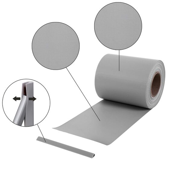 SONGMICS PVC Sichtschutzstreifen, Zaunfolie 40 m x 19 cm, extra dick und Blickdicht, mit 25 x Befestigungsclips, hellgrau GPJ040Q
