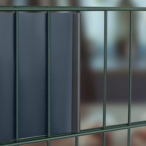 iFence PVC Sichtschutzstreifen für Doppelstabmattenzaun, 650g/m² 35 m x 19 cm inkl. 24 Clips/Klemmstreifen, Sichtschutz Zaun, Sichtschutz Garten Zaunfolie (Anthrazit)