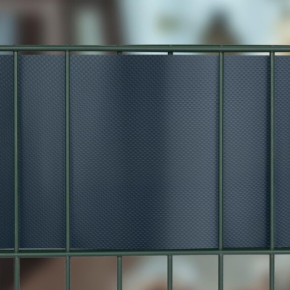 iFence PVC Sichtschutzstreifen für Doppelstabmattenzaun, 650g/m² 35 m x 19 cm inkl. 24 Clips/Klemmstreifen, Sichtschutz Zaun, Sichtschutz Garten Zaunfolie (Anthrazit)