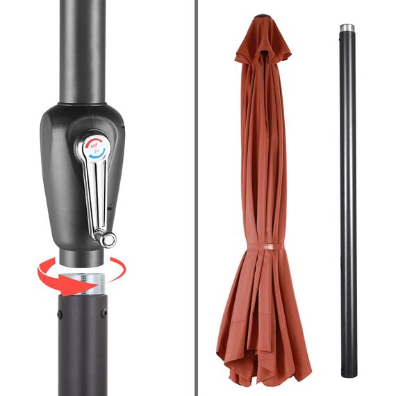 Kingsleeve® Sonnenschirm 330cm Schutzhülle UV Schutz 80+ Balkon Groß Kurbel Strandschirm Aluminium Lüftungsschlitz Wasserabweisend Gartenschirm Terracotta
