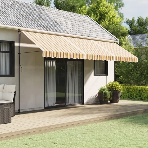 vidaXL Markisenbespannung, Markisenstoff mit PU-Beschichtung, Markisentuch Wetterfest, Ersatzstoff Markise, Mehrfarbig Gestreift 5x3m