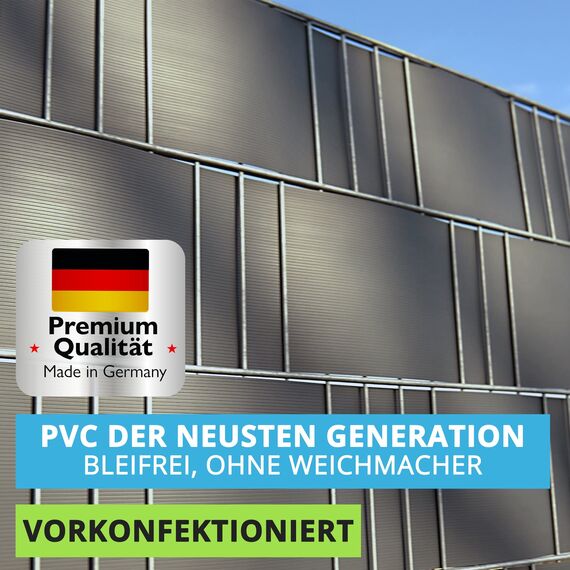 Gartenwelt Riegelsberger Sichtschutzstreifen Hart-PVC für Doppelstabmatten Sichtschutz Streifen 10 Stück FENSTERGRAU RAL 7040 mit Länge 2,525 Meter Höhe 19 cm Stärke 1,35 mm