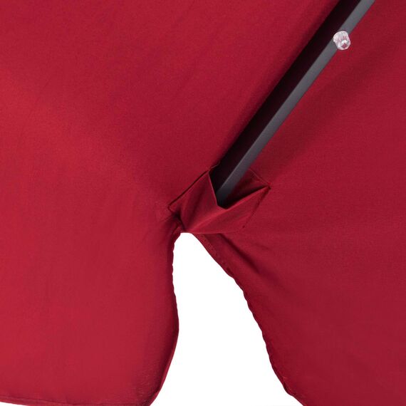 Kingsleeve® Sonnenschirm LED Beleuchtung UV Schutz 80+ Solar Schutzhülle 330cm Groß Kurbel Volant Balkon Terrasse Gartenschirm Marktschirm Rot