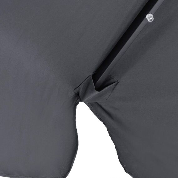 Kingsleeve® Sonnenschirm LED Beleuchtung UV Schutz 80+ Solar Schutzhülle 330cm Groß Kurbel Volant Balkon Terrasse Gartenschirm Marktschirm Anthrazit