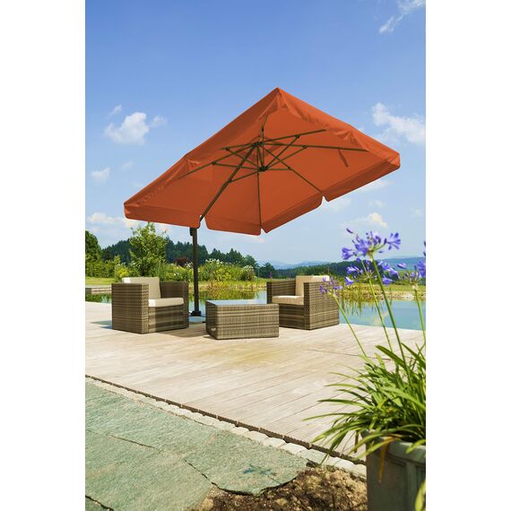 Schneider Sonnenschirm Rhodos, terracotta, 300 x 300 cm quadratisch, 782-05, Gestell Alu/Stahl, Bespannung Polyester, 24 kg