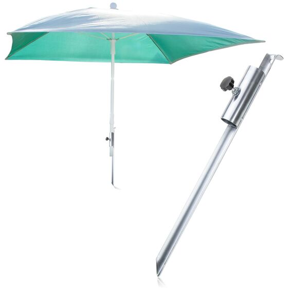 com-four® Sonnenschirmhalter aus verzinktem Stahl - Erdspieß für den Boden - Standfuß für Sonnenschirm am Strand - Schirmständer - Ø 12-32 mm (metallic)