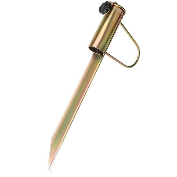 com-four® Sonnenschirmhalter aus Stahl - Bodenhülse für den Garten - Rasendorn für Sonnenschirme - Schirmständer mit Handgriff - Erdspieß mit Stockdurchmesser von 30-42 mm (goldfarben)