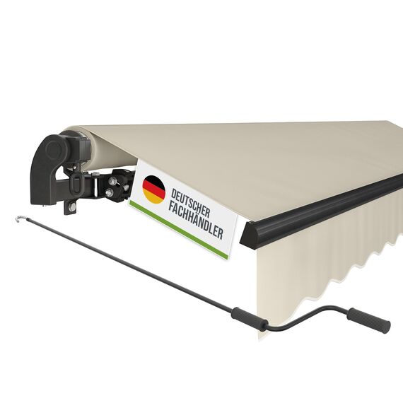 empasa manuelle Gelenkarmmarkise Markise Start Sonnenmarkise Sonnenschutz Alu/Polyester komplett vormontiert, in verschiedenen Größen und Farben, Farbe:Elfenbein, Größe:250 x 200