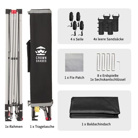 Pavillon 3x3 Wasserdicht Stabil Winterfest, Pop up Faltpavillon UV Schutz 50+, Partyzelt Für Outdoor Camping, 3-Fach Höhenverstellbar, Gartenpavillon mit Tragetasche