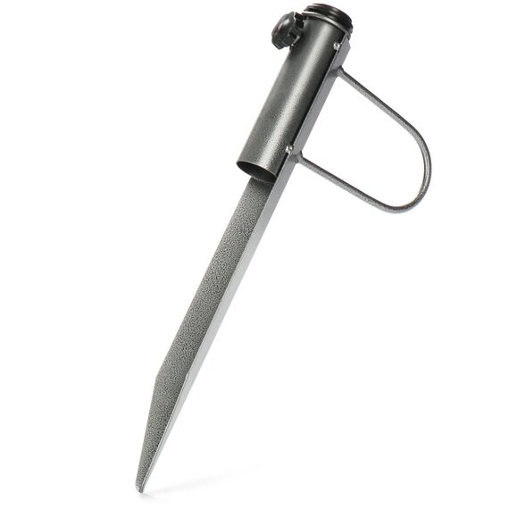 com-four® Sonnenschirmhalter aus massivem Metall - Schirmständer mit Griff, für Kies- und Sandboden - Standfuß für Sonnenschirme mit Ø 25/32/35 mm (silberfarben)