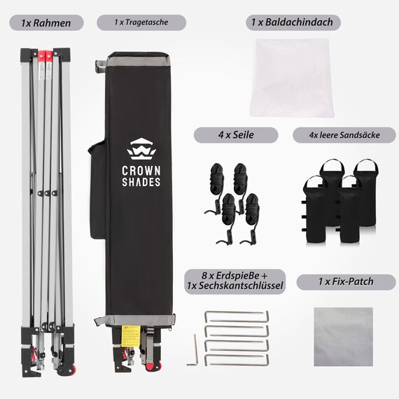 Faltpavillon 3X3, Pavillon Wasserdicht Stabil Winterfest, Pop up Gartenpavillon UV Schutz 50+, Partyzelt Für Outdoor Camping, 3-Fach Höhenverstellbar, Pavillion mit Tragetasche