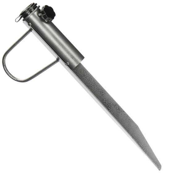 com-four® Sonnenschirmhalter aus massivem Metall - Schirmständer mit Griff, für Kies- und Sandboden - Standfuß für Sonnenschirme mit Ø 25/32/35 mm (silberfarben)
